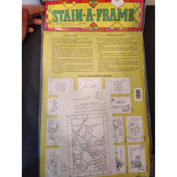 Vintage NOS Stain A Frame Plastic Unicorn Suncatcher 10" x 15" Kitsch In Package - Picture 3 of 4